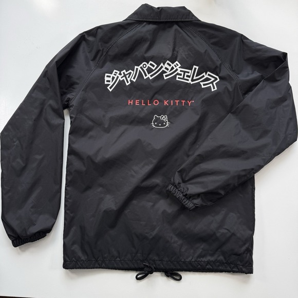 JAPANGELES x Hello Kitty  Windbreaker Coach Jacket Snap Button Black XS Limited - Picture 6 of 11